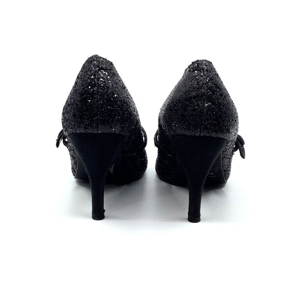 Delicious Black Glitter Strappy Heels - Picture 6 of 8